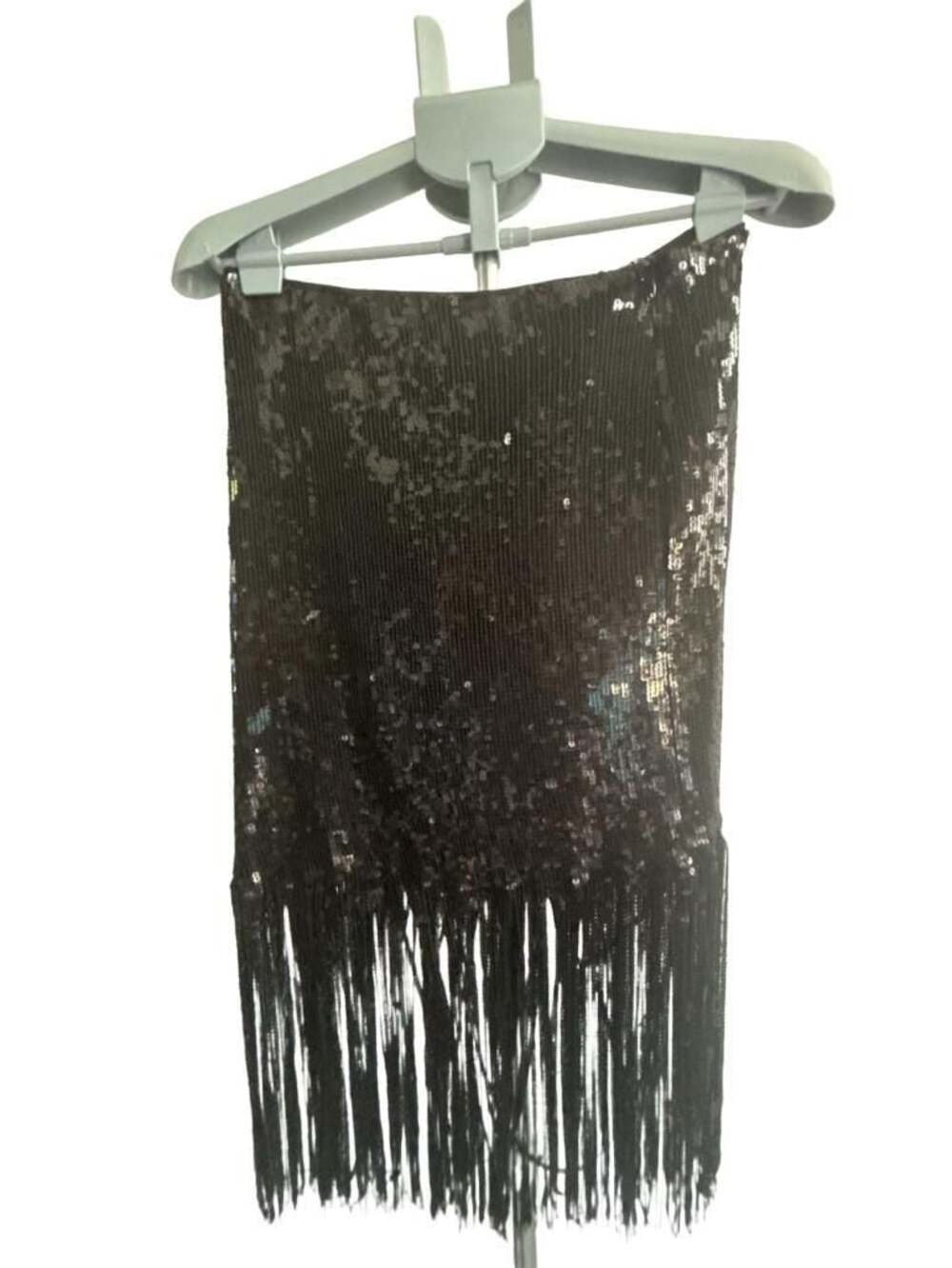 Hidden Label Black Sequin Fringe Mini Skirt - Picture 2 of 6